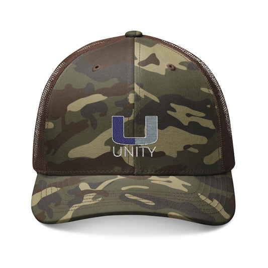 Camouflage Embroidered Trucker Hat, Stylish Outdoor Cap, Unity Hat, Gift for Him, Adventure Gear, Festival Wear