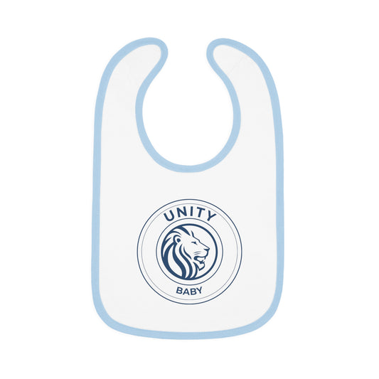 Unity Baby Bib with Contrast Trim, Cute Baby Bib, Baby Shower Gift, Lion Design Bib, Toddler Essential