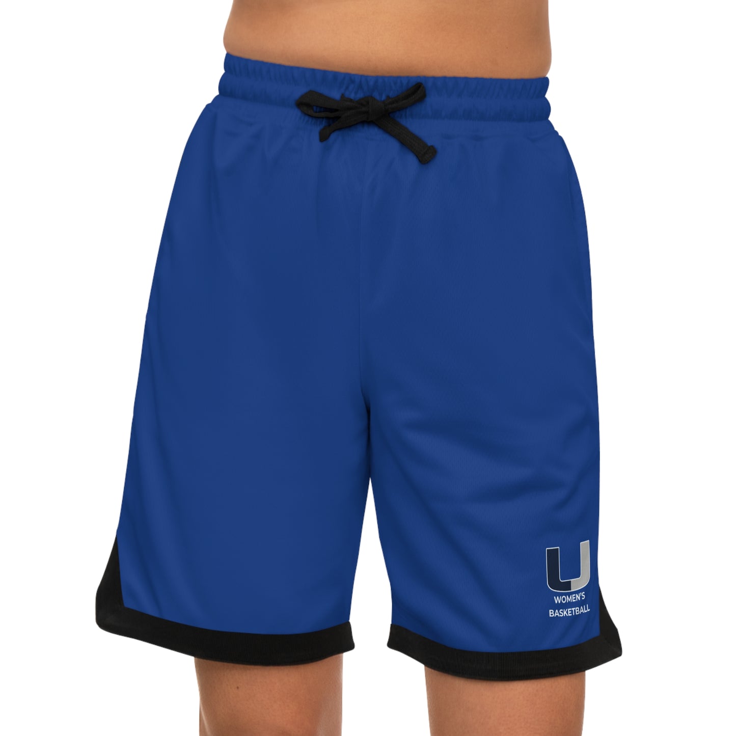 Blue Women's "U" Basketball Rib Shorts, Athletic Wear, Sports Shorts for Training, Summer Outfits, Activewear, Comfortable Playtime Gear