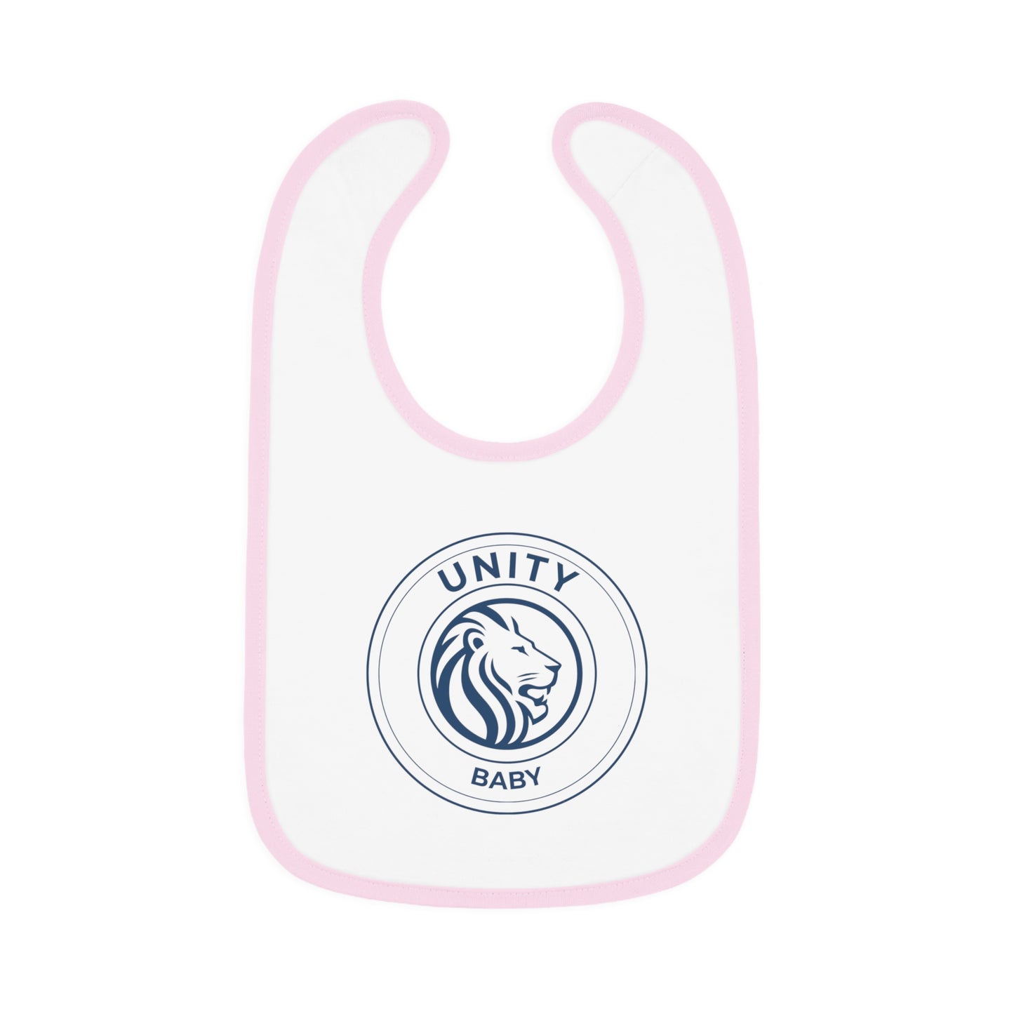 Unity Baby Bib with Contrast Trim, Cute Baby Bib, Baby Shower Gift, Lion Design Bib, Toddler Essential
