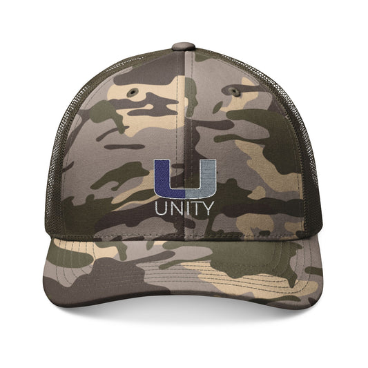 Camouflage Embroidered Trucker Hat, Stylish Outdoor Cap, Unity Hat, Gift for Him, Adventure Gear, Festival Wear