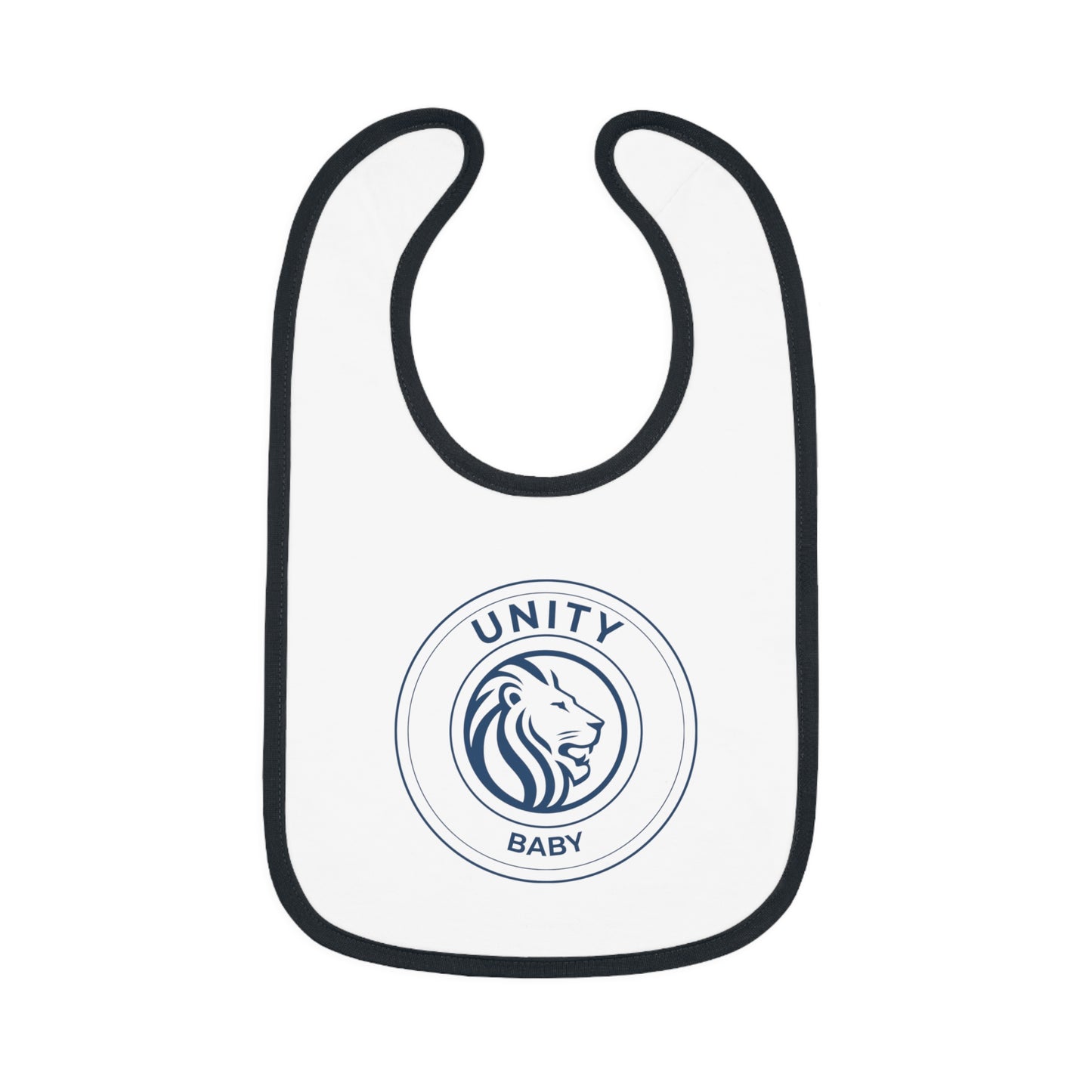 Unity Baby Bib with Contrast Trim, Cute Baby Bib, Baby Shower Gift, Lion Design Bib, Toddler Essential