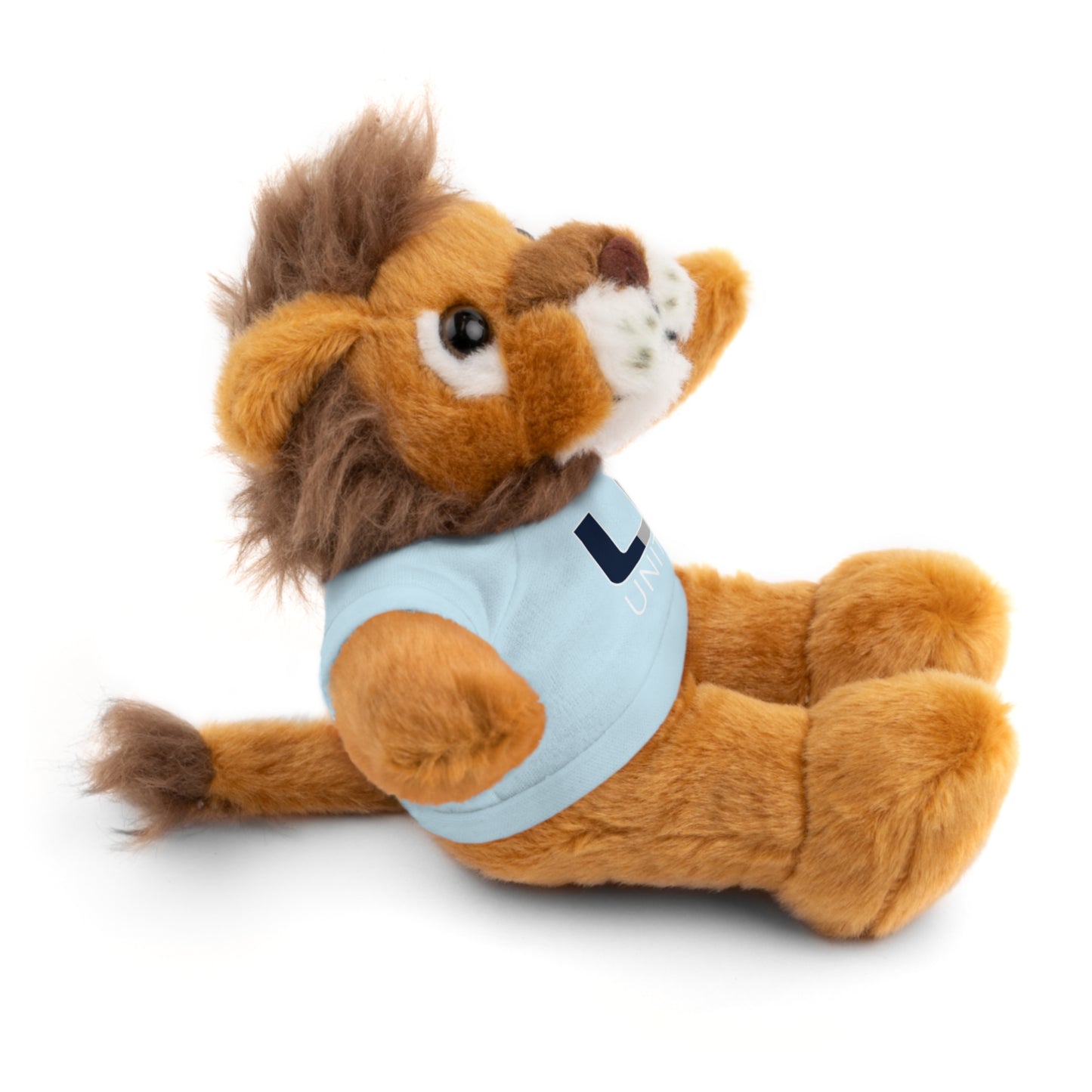 Cuddly Lion Stuffed Animal with Custom Tee, Birthday Gift, Nursery Decor, Kids Toy, Baby Shower Present