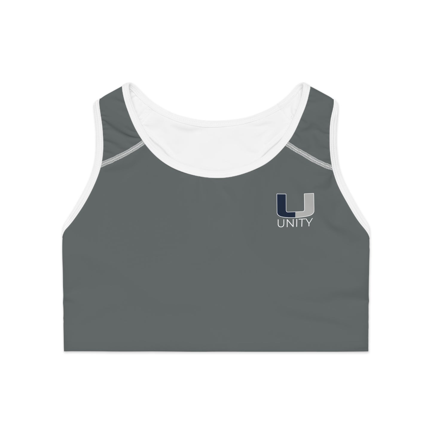 Grey Unity "U" - Sports Bra - Empowering, Comfortable Activewear for Fitness, Yoga, Running, Gym, Team Sports, Workout Enthusiasts