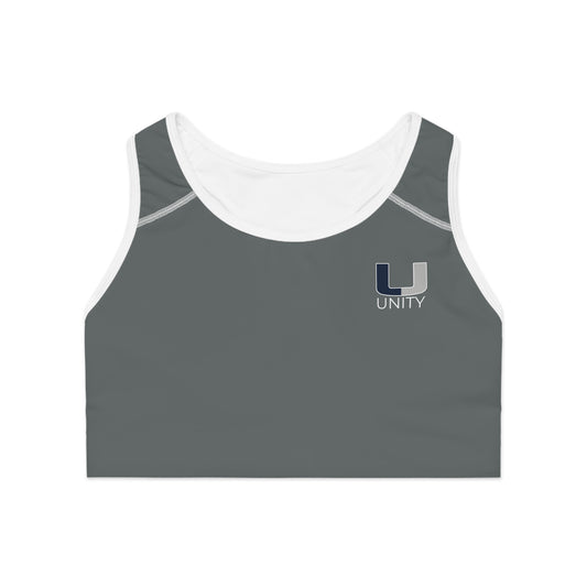 Grey Unity "U" - Sports Bra - Empowering, Comfortable Activewear for Fitness, Yoga, Running, Gym, Team Sports, Workout Enthusiasts
