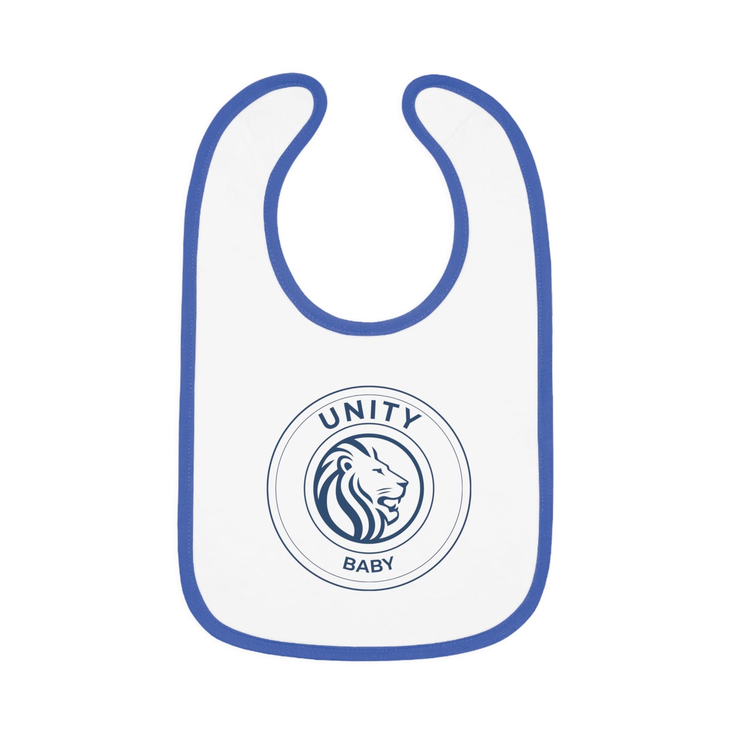 Unity Baby Bib with Contrast Trim, Cute Baby Bib, Baby Shower Gift, Lion Design Bib, Toddler Essential