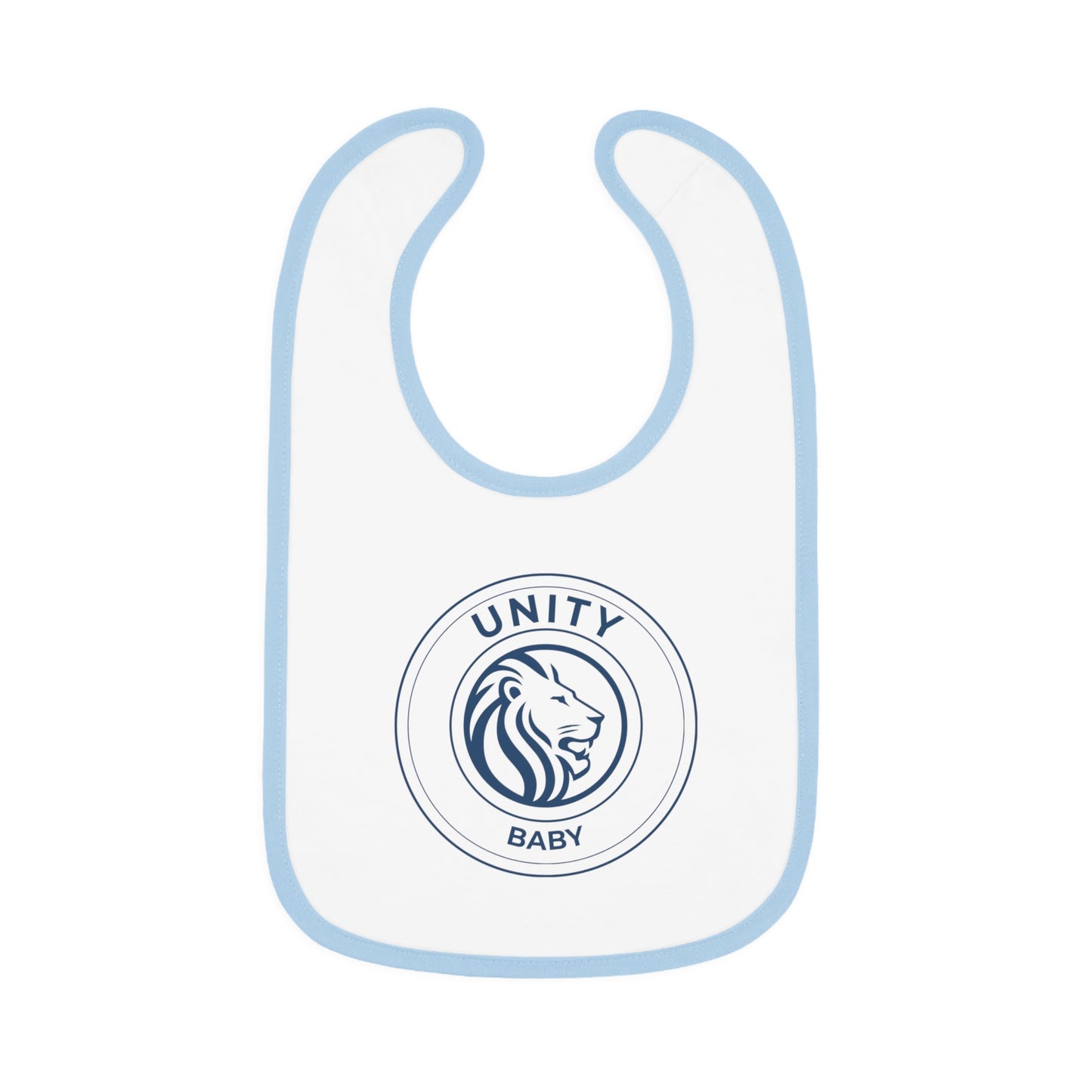 Unity Baby Bib with Contrast Trim, Cute Baby Bib, Baby Shower Gift, Lion Design Bib, Toddler Essential