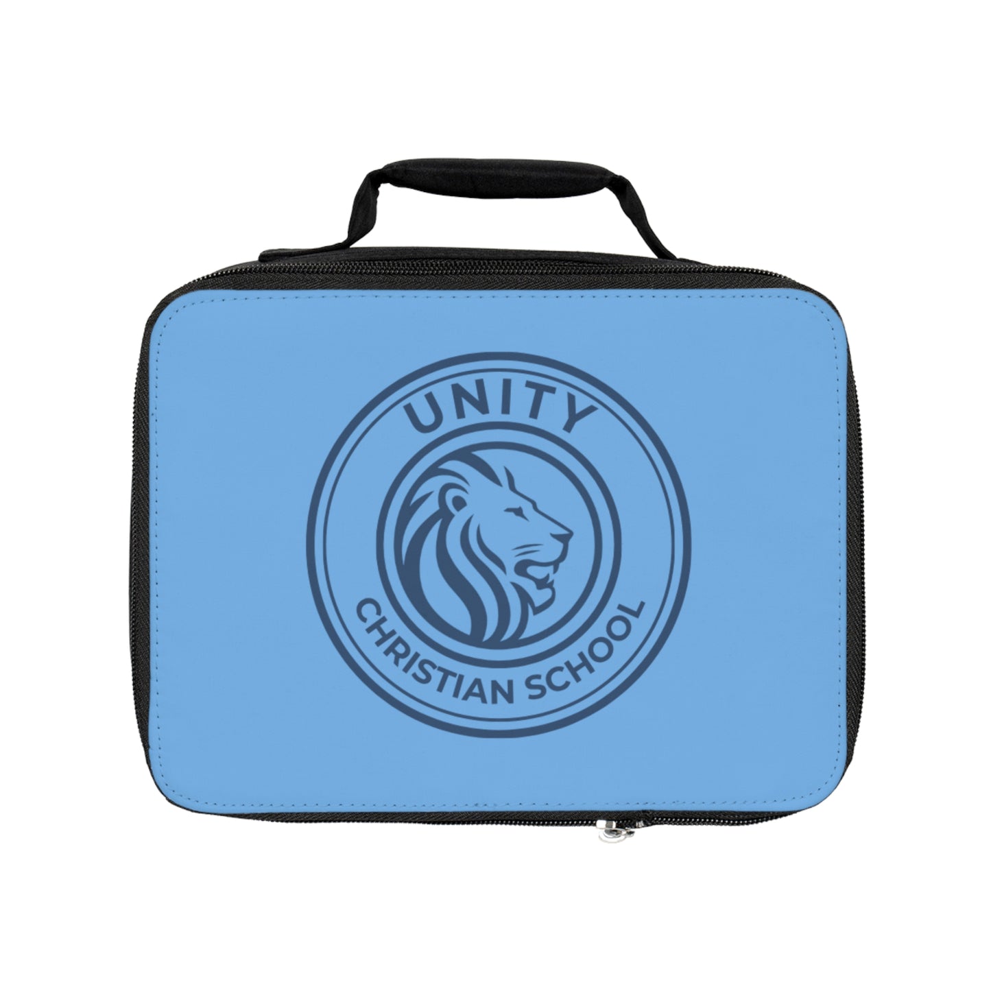 Blue Personalized Lunch Bag for School, Kids Insulated Lunchbox, Reusable Meal Tote, Lunch Box for Christian School, Unity Lion Design