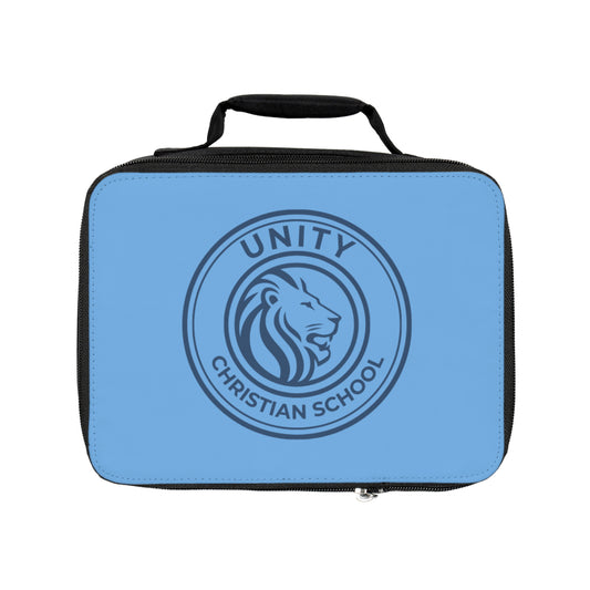 Blue Personalized Lunch Bag for School, Kids Insulated Lunchbox, Reusable Meal Tote, Lunch Box for Christian School, Unity Lion Design