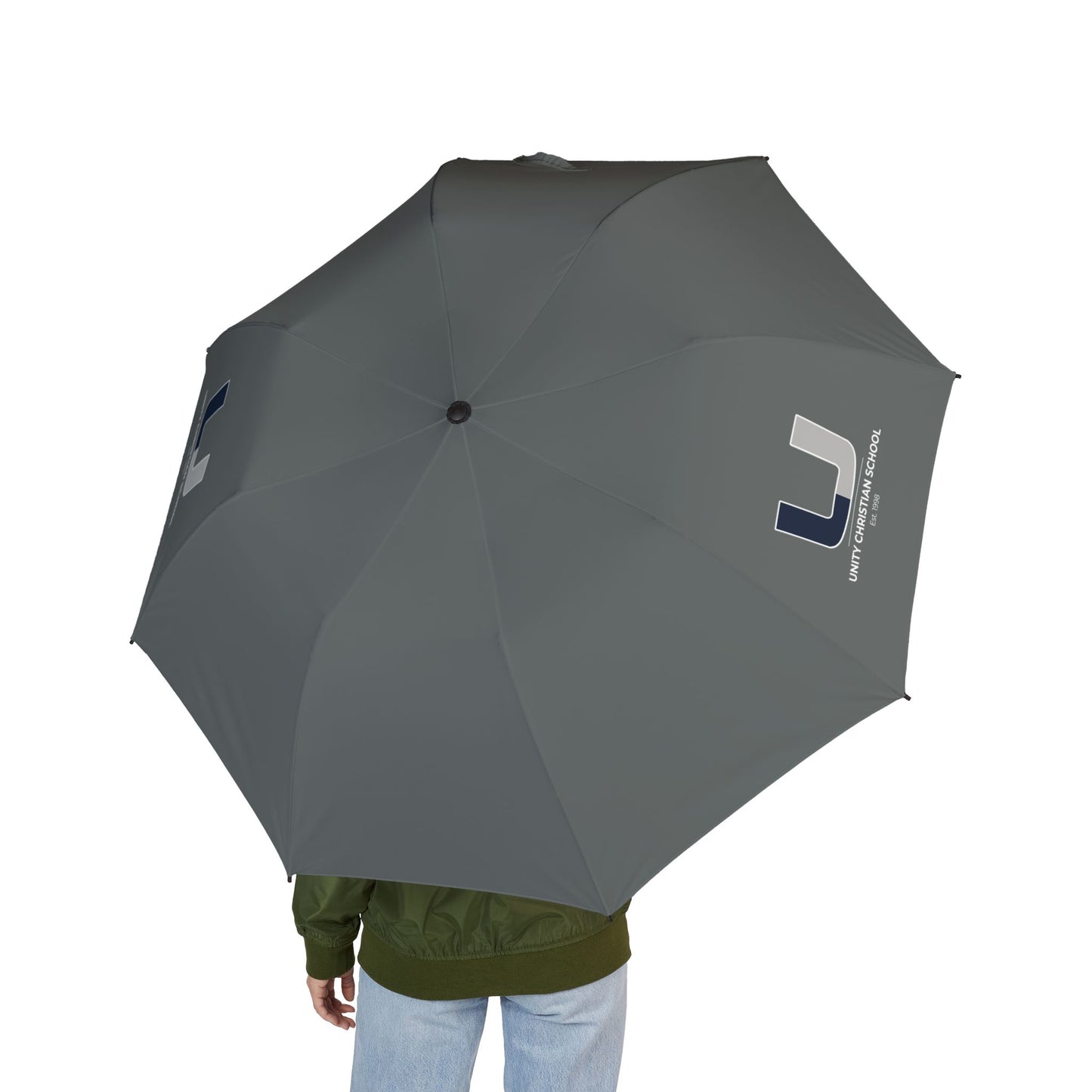 Grey Semi-Automatic Foldable Umbrella - Compact Outdoor Gear for Rainy Days, Travel Companion, Personalized Gift, Stylish Rain Protection, [...]